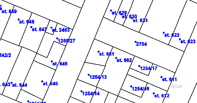Parcela st. 661 v KÚ Dobříš, Katastrální mapa