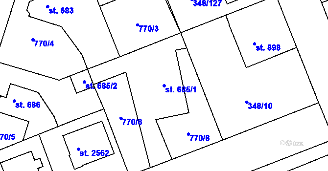 Parcela st. 685/1 v KÚ Dobříš, Katastrální mapa