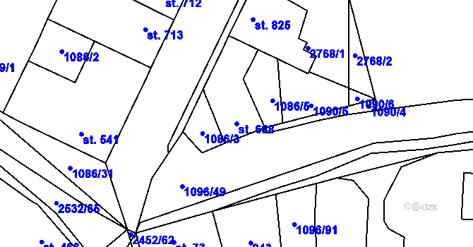 Parcela st. 688 v KÚ Dobříš, Katastrální mapa