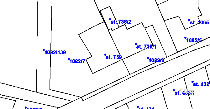 Parcela st. 739 v KÚ Dobříš, Katastrální mapa