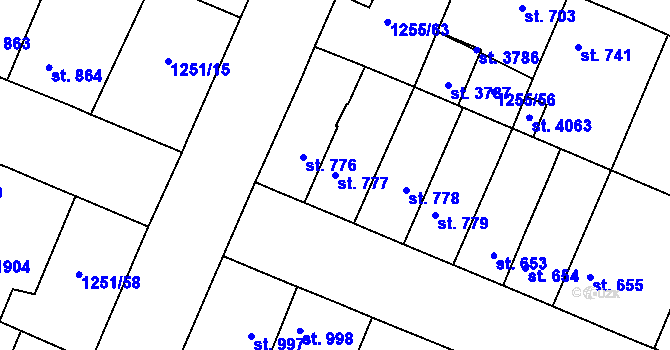 Parcela st. 777 v KÚ Dobříš, Katastrální mapa