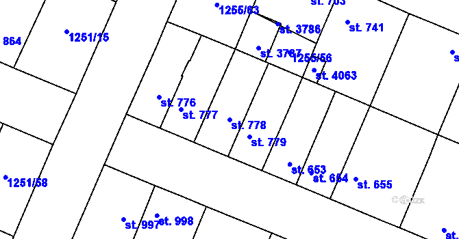 Parcela st. 778 v KÚ Dobříš, Katastrální mapa