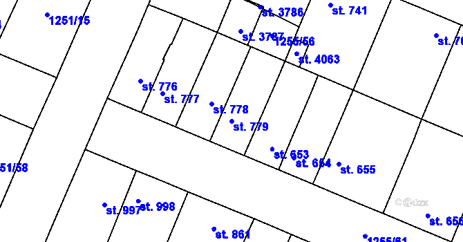 Parcela st. 779 v KÚ Dobříš, Katastrální mapa