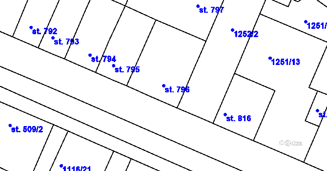 Parcela st. 796 v KÚ Dobříš, Katastrální mapa