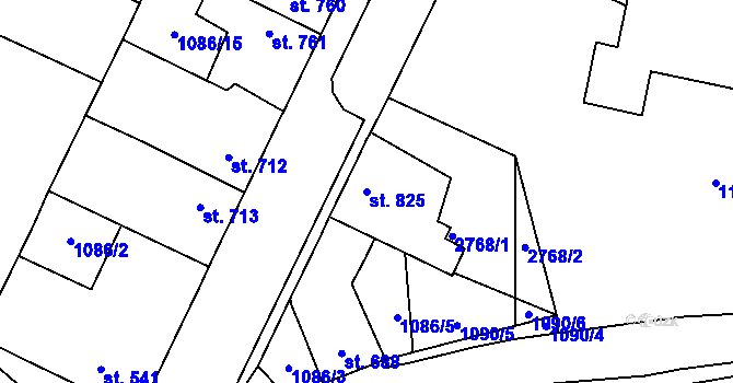 Parcela st. 825 v KÚ Dobříš, Katastrální mapa