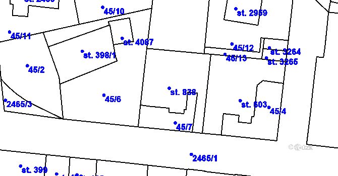 Parcela st. 838 v KÚ Dobříš, Katastrální mapa