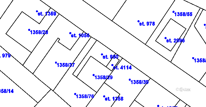 Parcela st. 980 v KÚ Dobříš, Katastrální mapa