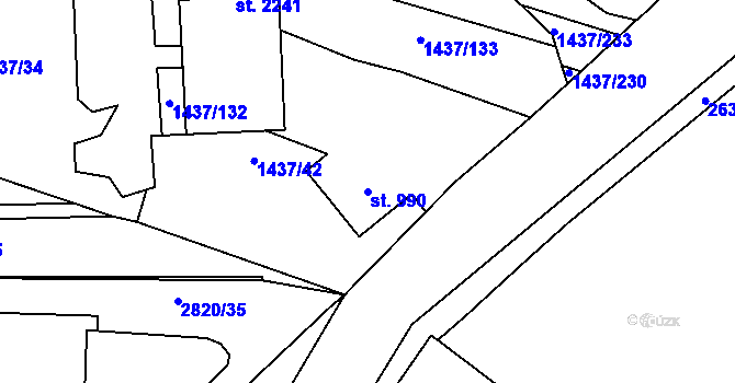 Parcela st. 990 v KÚ Dobříš, Katastrální mapa