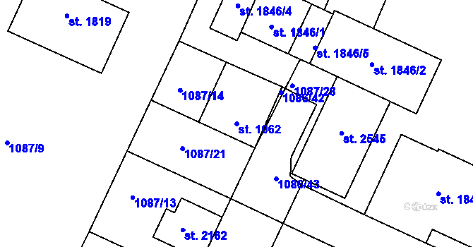 Parcela st. 1062 v KÚ Dobříš, Katastrální mapa
