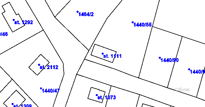 Parcela st. 1111 v KÚ Dobříš, Katastrální mapa