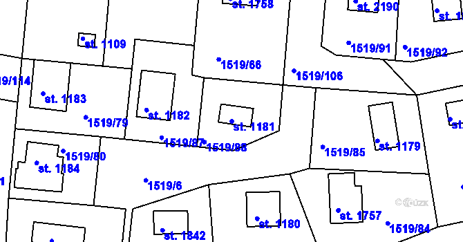 Parcela st. 1181 v KÚ Dobříš, Katastrální mapa