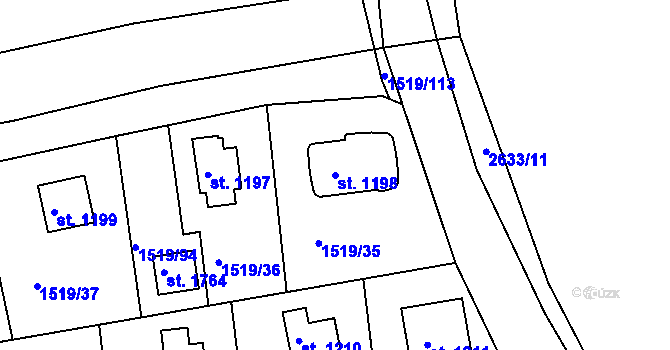 Parcela st. 1198 v KÚ Dobříš, Katastrální mapa