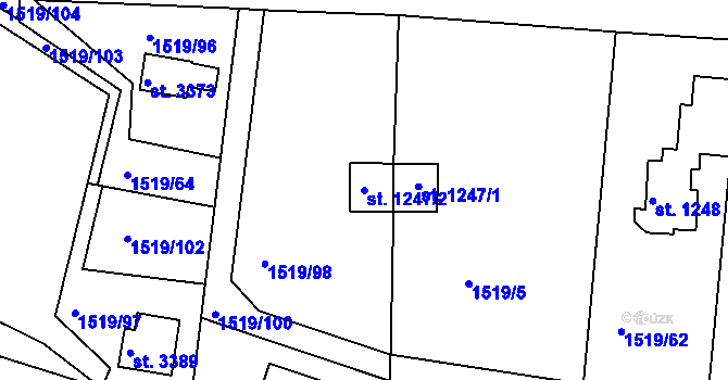 Parcela st. 1247/2 v KÚ Dobříš, Katastrální mapa