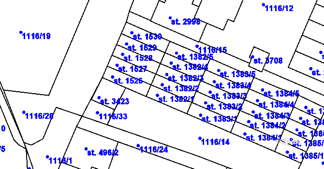 Parcela st. 1382/2 v KÚ Dobříš, Katastrální mapa