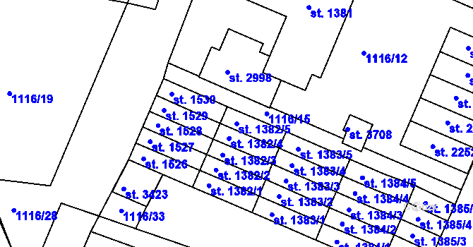 Parcela st. 1382/5 v KÚ Dobříš, Katastrální mapa