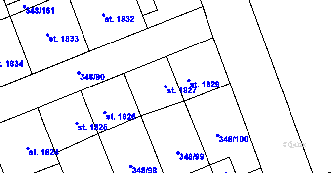 Parcela st. 1827 v KÚ Dobříš, Katastrální mapa