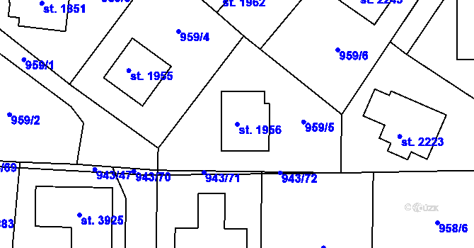 Parcela st. 1956 v KÚ Dobříš, Katastrální mapa