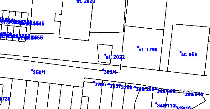 Parcela st. 2022 v KÚ Dobříš, Katastrální mapa