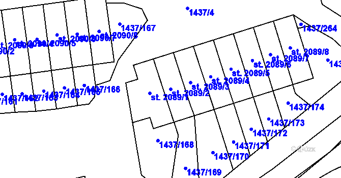 Parcela st. 2089/2 v KÚ Dobříš, Katastrální mapa