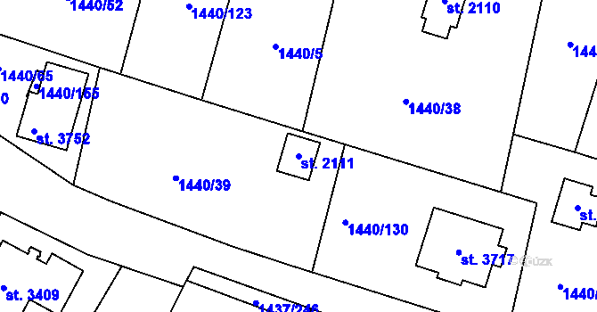 Parcela st. 2111 v KÚ Dobříš, Katastrální mapa