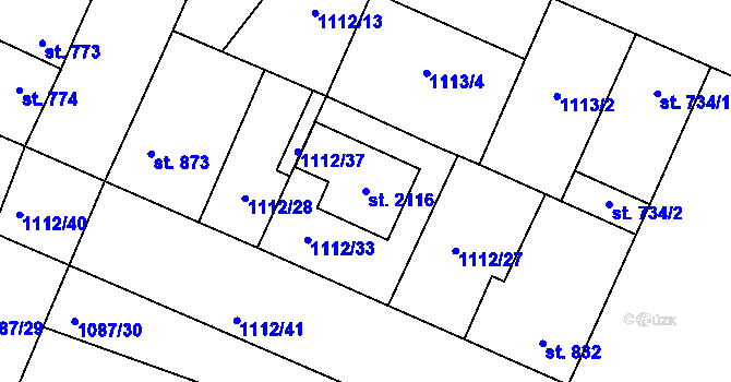 Parcela st. 2116 v KÚ Dobříš, Katastrální mapa