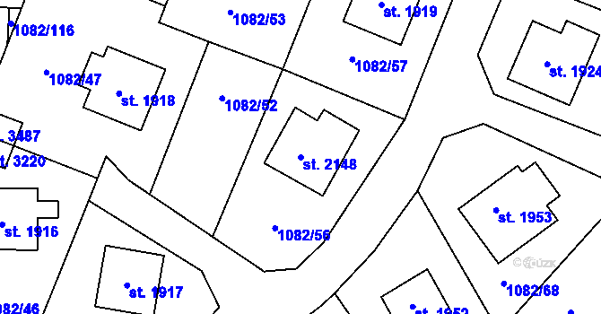 Parcela st. 2148 v KÚ Dobříš, Katastrální mapa