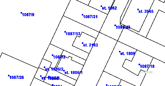 Parcela st. 2162 v KÚ Dobříš, Katastrální mapa
