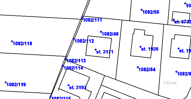 Parcela st. 2171 v KÚ Dobříš, Katastrální mapa