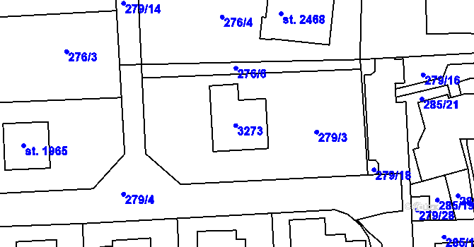 Parcela st. 2177 v KÚ Dobříš, Katastrální mapa