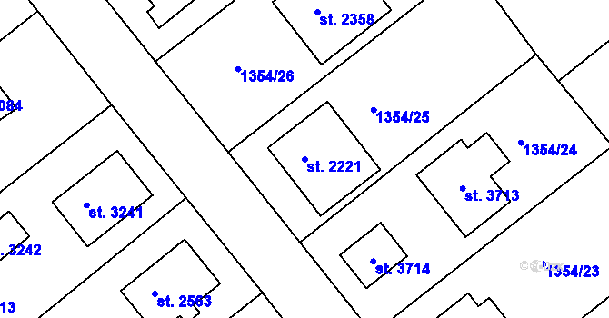 Parcela st. 2221 v KÚ Dobříš, Katastrální mapa