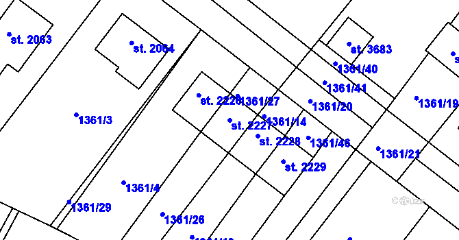 Parcela st. 2227 v KÚ Dobříš, Katastrální mapa