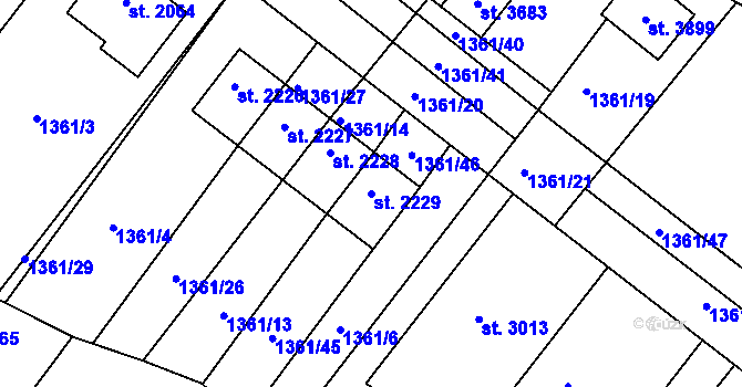 Parcela st. 2229 v KÚ Dobříš, Katastrální mapa