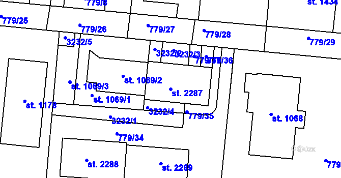 Parcela st. 2287 v KÚ Dobříš, Katastrální mapa