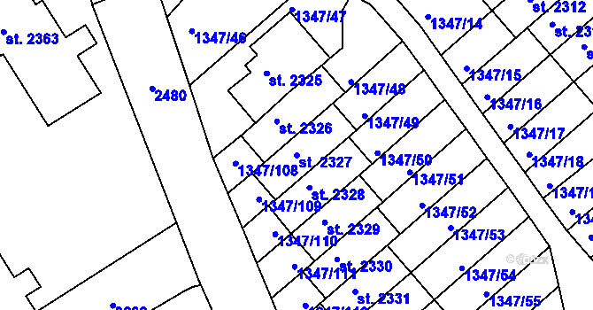 Parcela st. 2327 v KÚ Dobříš, Katastrální mapa