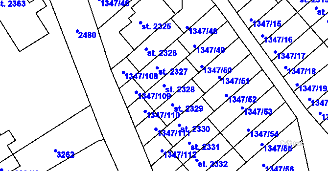 Parcela st. 2328 v KÚ Dobříš, Katastrální mapa