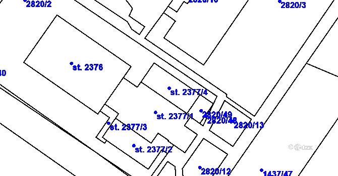 Parcela st. 2377/4 v KÚ Dobříš, Katastrální mapa