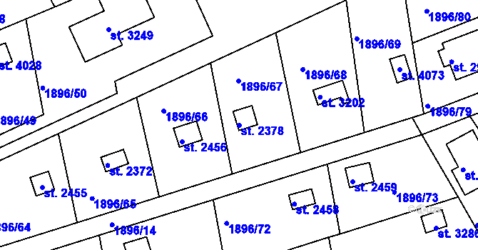 Parcela st. 2378 v KÚ Dobříš, Katastrální mapa