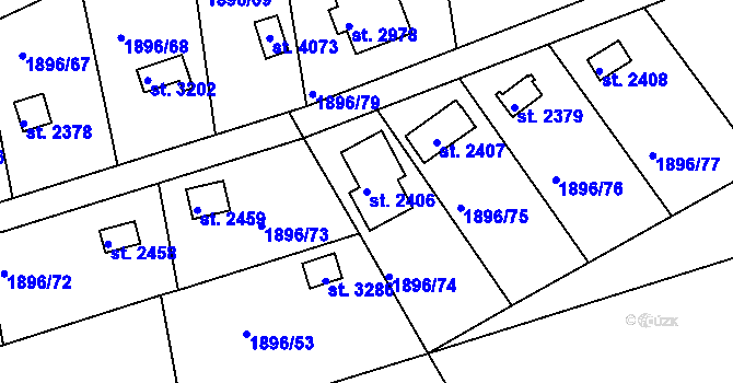 Parcela st. 2406 v KÚ Dobříš, Katastrální mapa