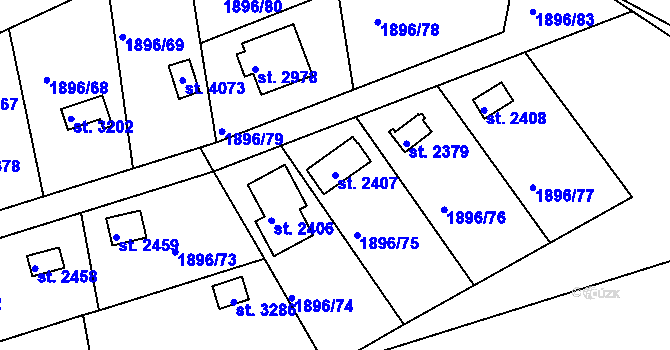 Parcela st. 2407 v KÚ Dobříš, Katastrální mapa