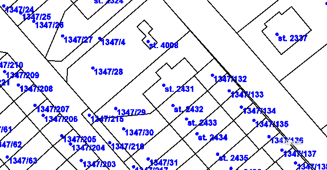 Parcela st. 2431 v KÚ Dobříš, Katastrální mapa
