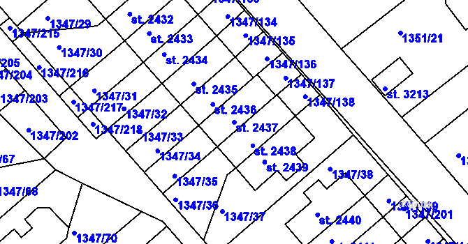 Parcela st. 2437 v KÚ Dobříš, Katastrální mapa