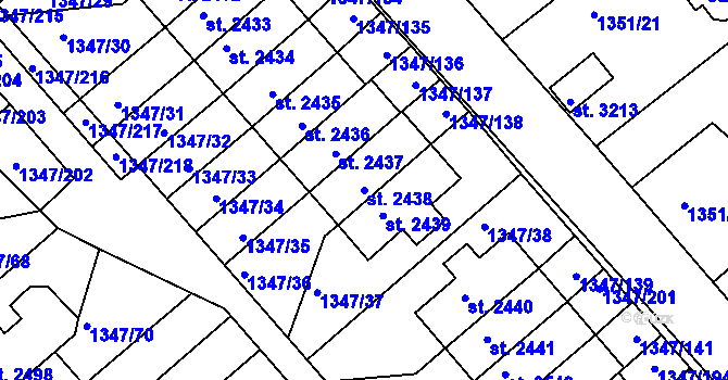 Parcela st. 2438 v KÚ Dobříš, Katastrální mapa