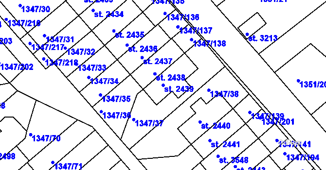 Parcela st. 2439 v KÚ Dobříš, Katastrální mapa
