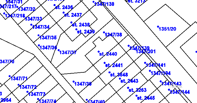 Parcela st. 2440 v KÚ Dobříš, Katastrální mapa