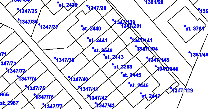 Parcela st. 2443 v KÚ Dobříš, Katastrální mapa