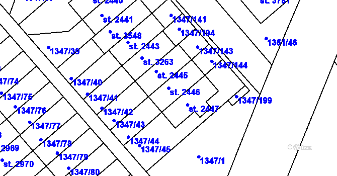 Parcela st. 2446 v KÚ Dobříš, Katastrální mapa