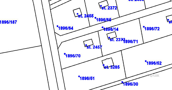 Parcela st. 2457 v KÚ Dobříš, Katastrální mapa