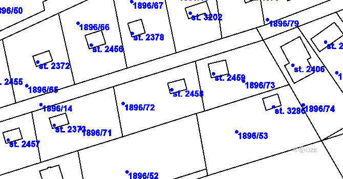 Parcela st. 2458 v KÚ Dobříš, Katastrální mapa