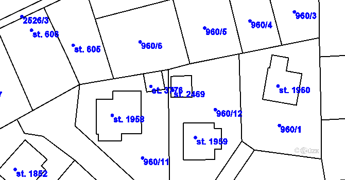 Parcela st. 2469 v KÚ Dobříš, Katastrální mapa