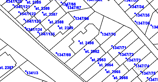 Parcela st. 2498 v KÚ Dobříš, Katastrální mapa